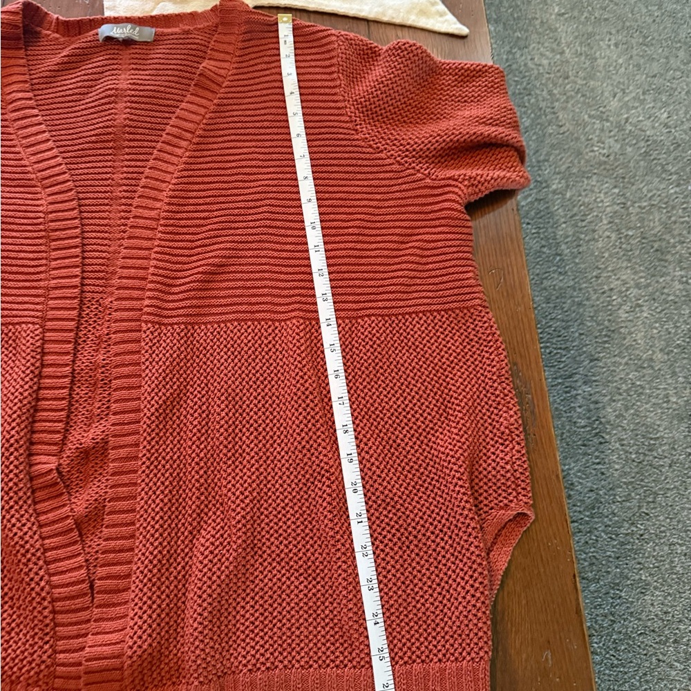 Marled Open-Front Cardigan in Rust - Picture 8 of 9